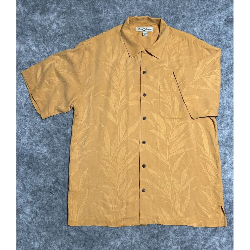 Tommy Bahama 100% Silk Camp Shirt Men's M Orange Button Up Floral Tropical
